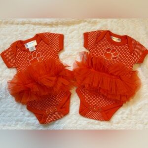 Newborn Clemson Orange Polka Dot Tutu Bodysuit